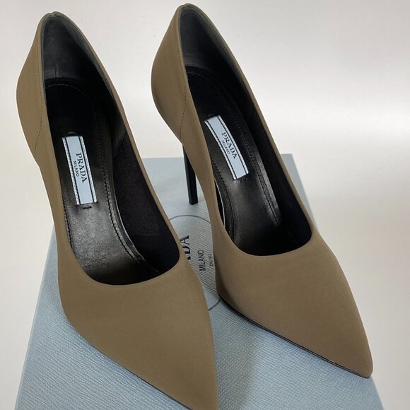 Prada Collection 1I228L Tessuto Tech Women's Green High Heel Stiletto pumps shoe - Picture 6 of 15